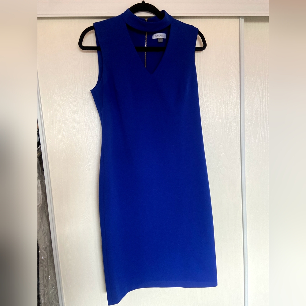 Elegant Blue Sleeveless Dress- Calvin Klein